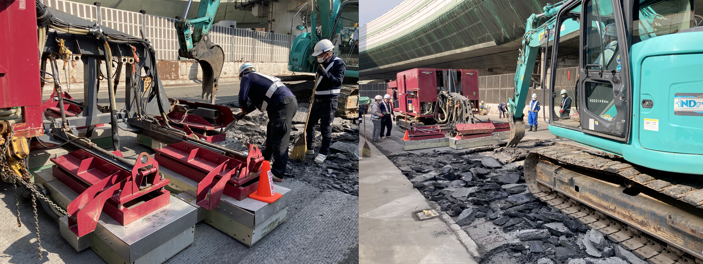 IH式舗装撤去…阪神高速道路（大阪市）　