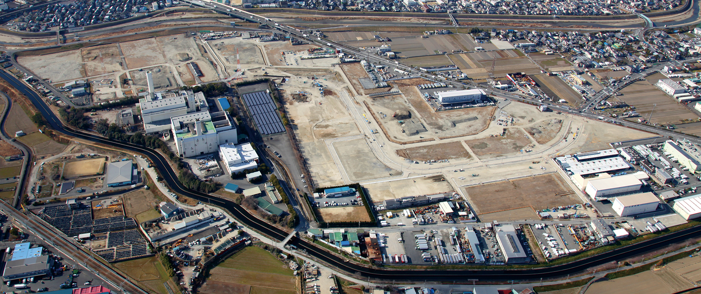 茨木市南目垣・東野々宮地区土地区画整理事業の全景