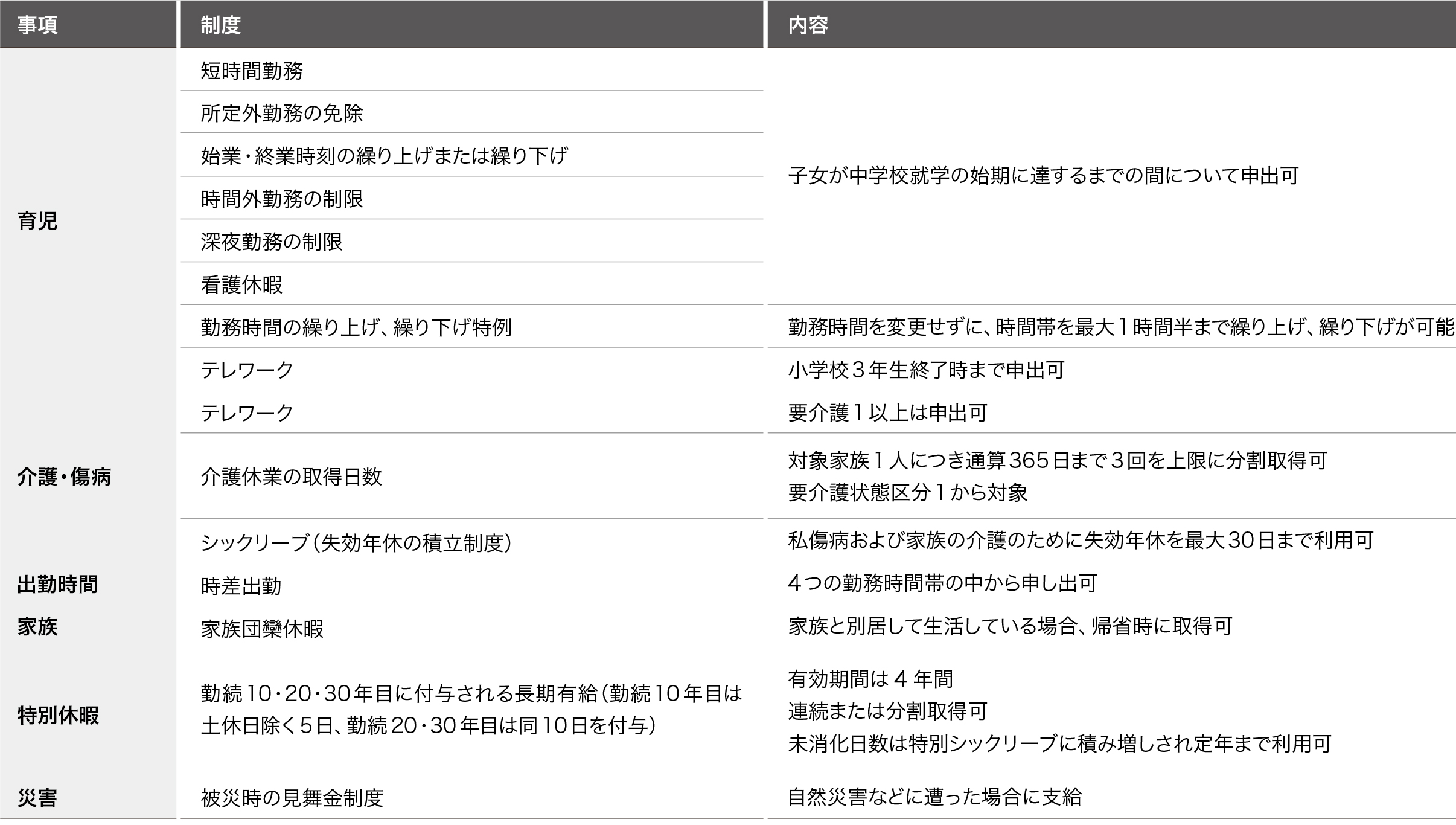 主な従業員支援制度 ＜図表＞