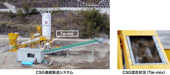CSG連続製造システム CSG混合状況（Tai-mix）